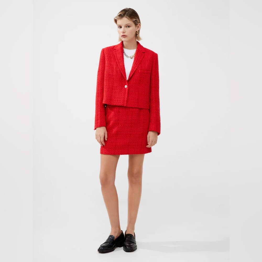 French connection red tweed mini skirt
